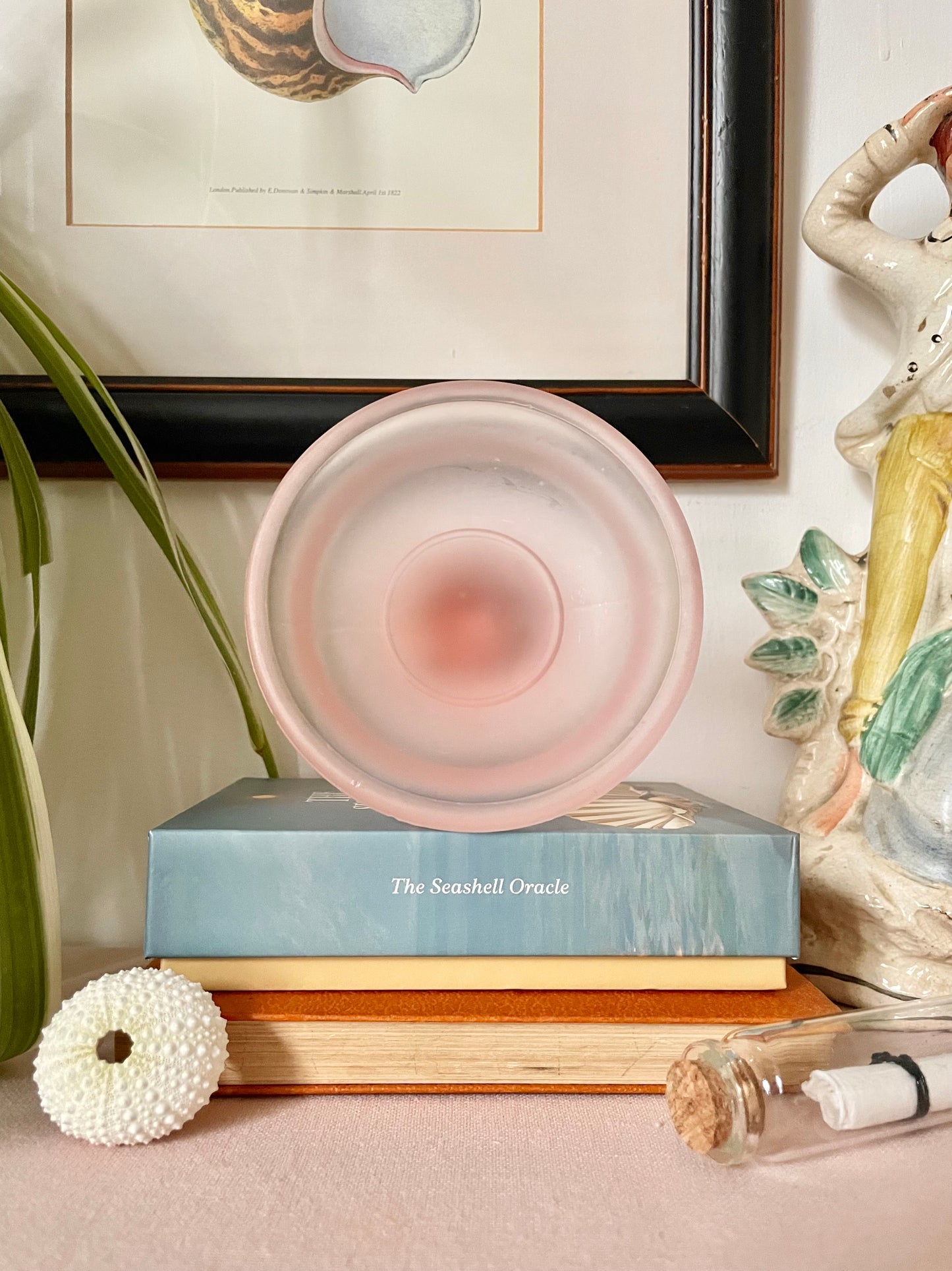Pink Frosted Pillar Candle Holder