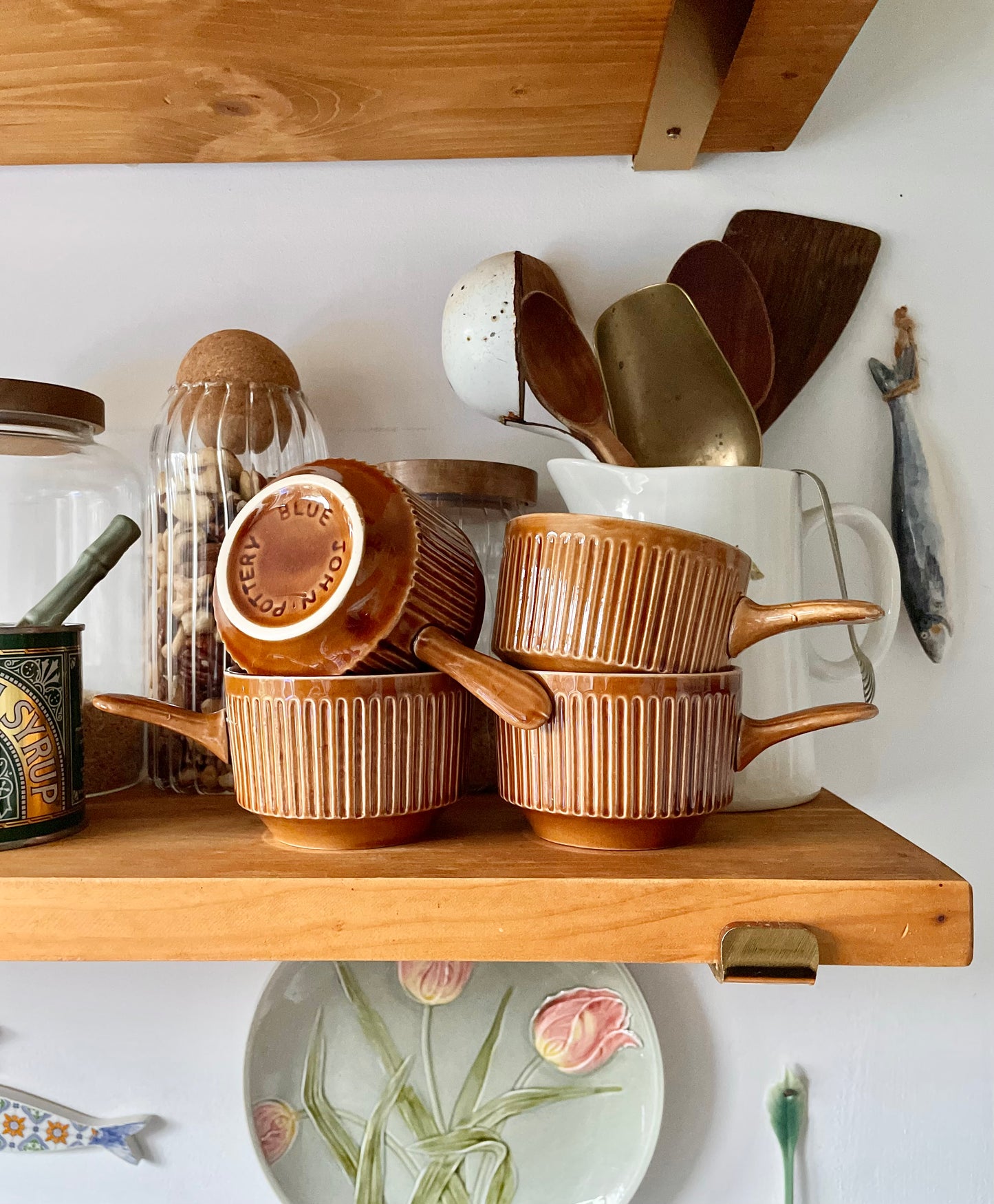Blue John pottery mugs