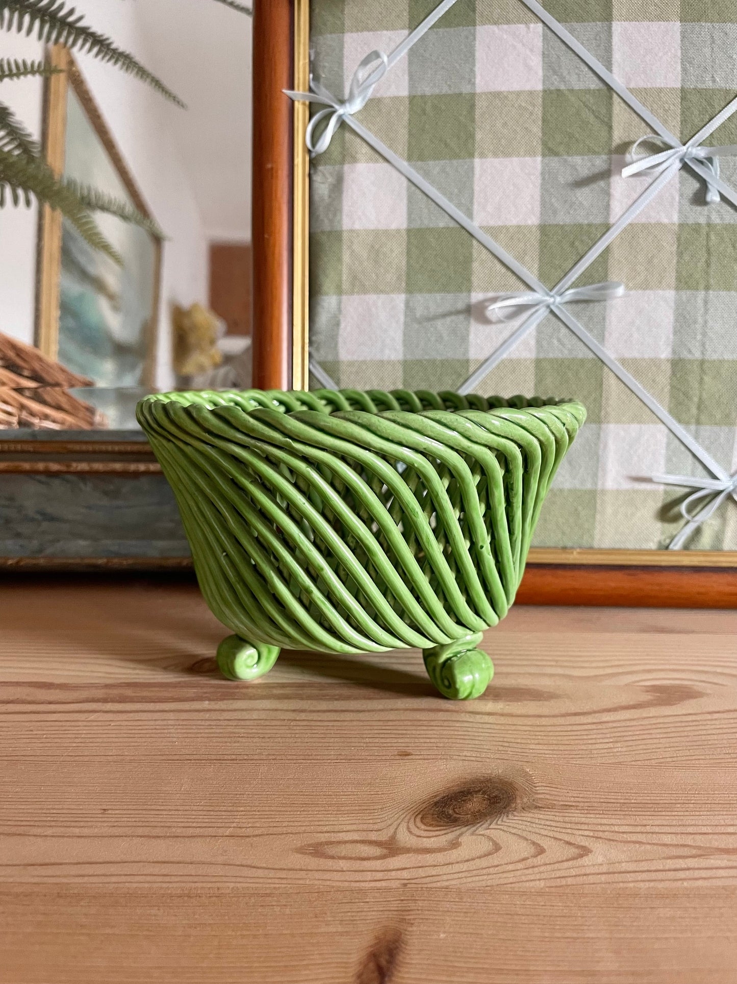 Green Footed Ceramic Basket