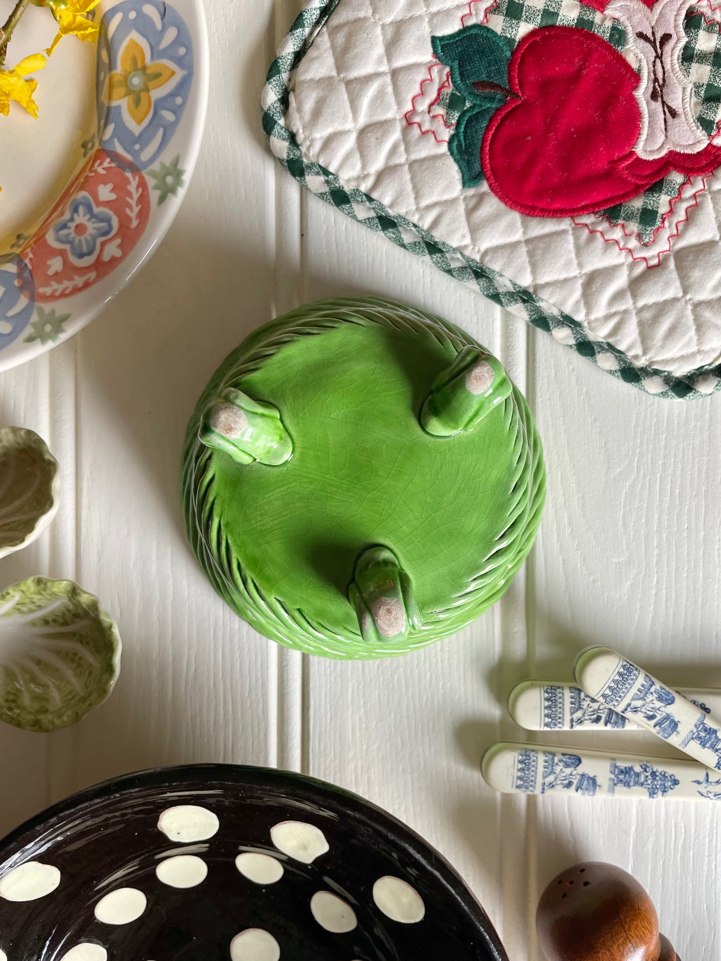 Green Footed Ceramic Basket