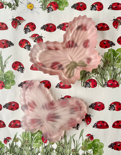 Frosted Pink Butterfly Lidded Pot