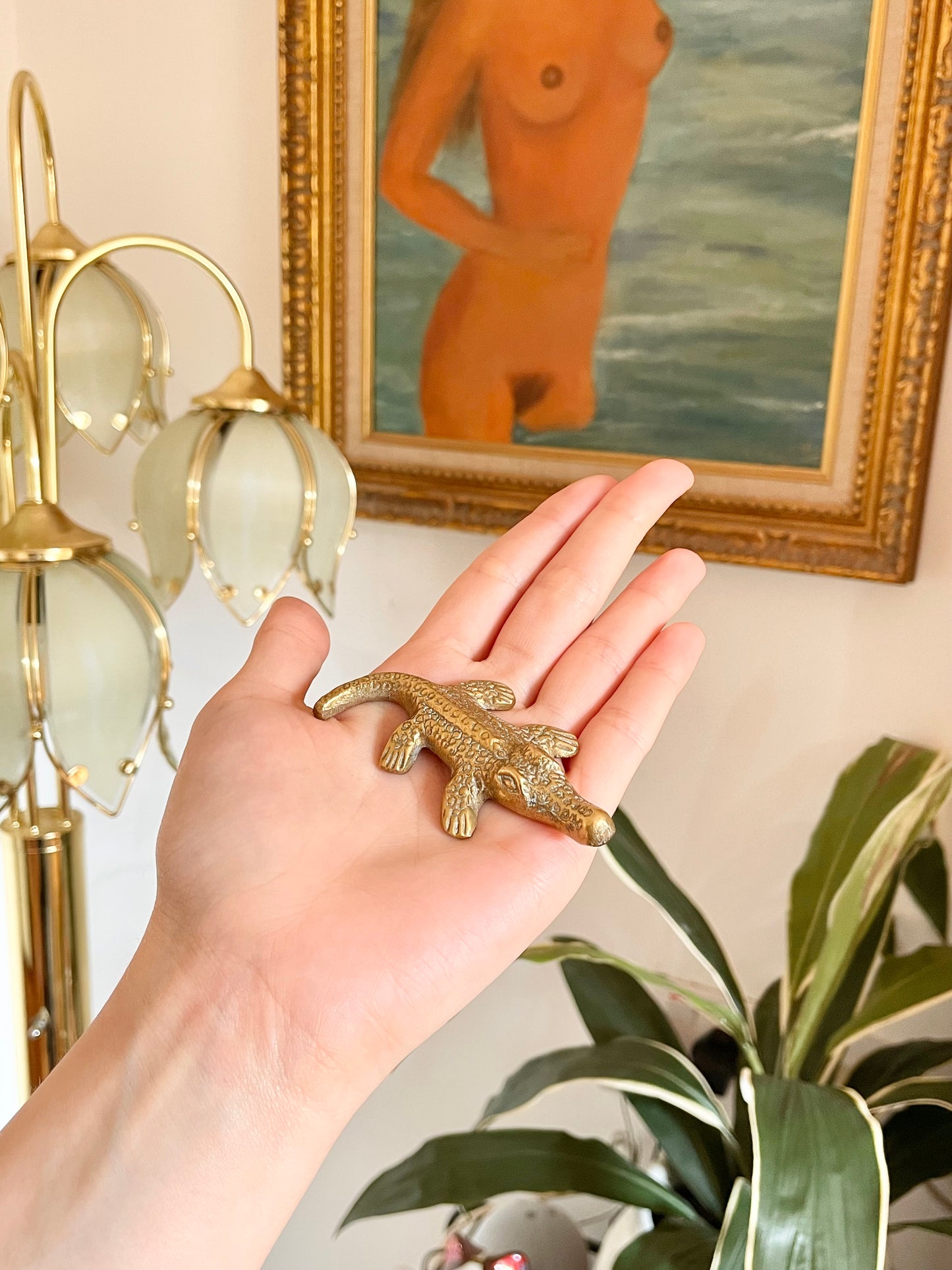 Tiny Brass Crocodile