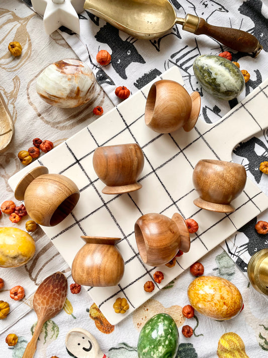 Set of 6 wooden egg cups 🥚