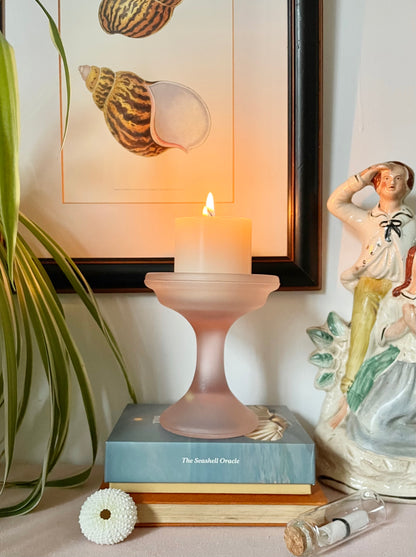 Pink Frosted Pillar Candle Holder