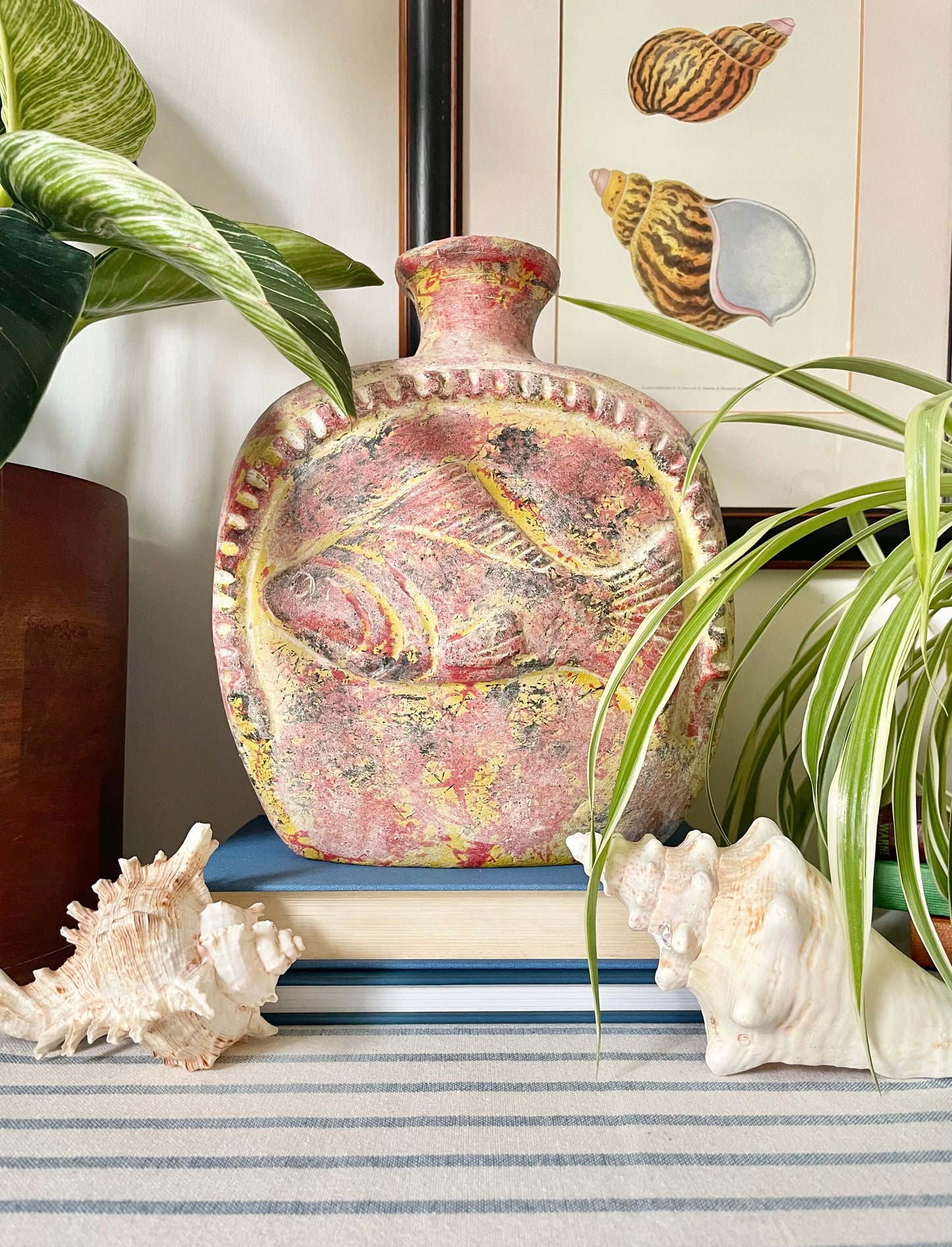 Clay pottery fish vase