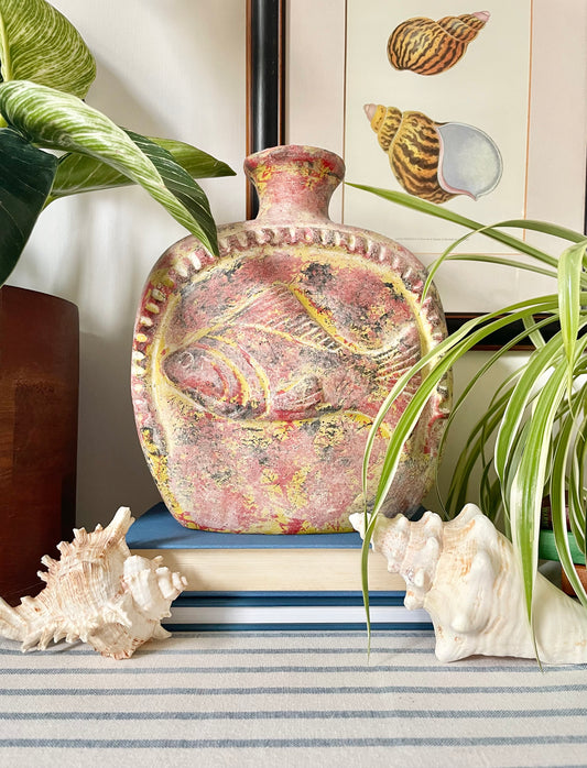 Clay pottery fish vase