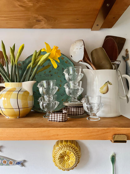 Set of 5 French Glass Chicken egg cups 🥚